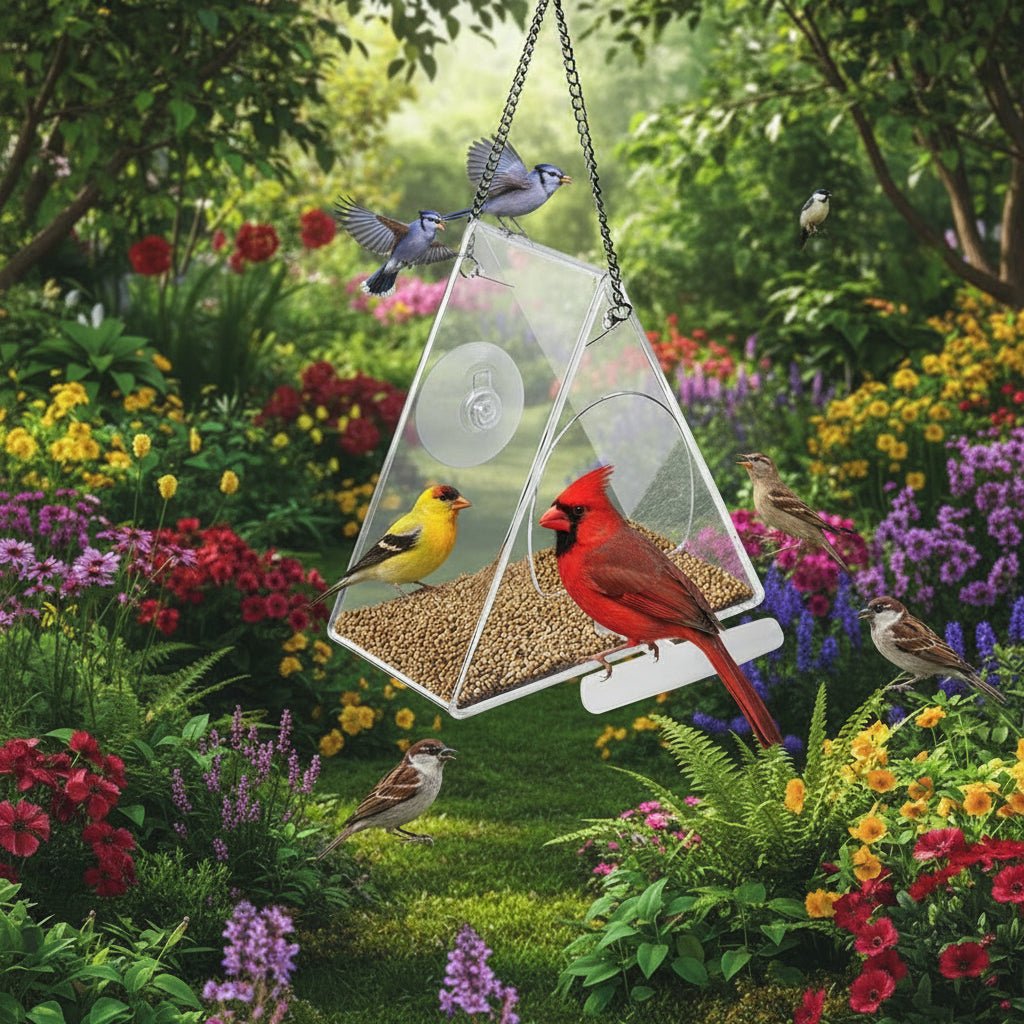 Acrylic Outdoor Bird Feeder - Windbreak Ball Design for Multiple Birds 0