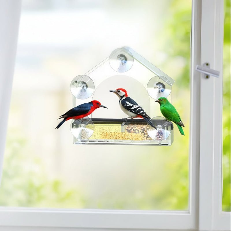 Acrylic Window Bird Feeder with Strong Suction Cups for Close-Up Viewing 1