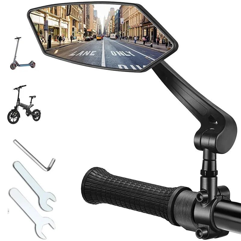 Adjustable Bike Rear View Mirror - 4.5-Inch Wide Lens with 360° Rotation 0