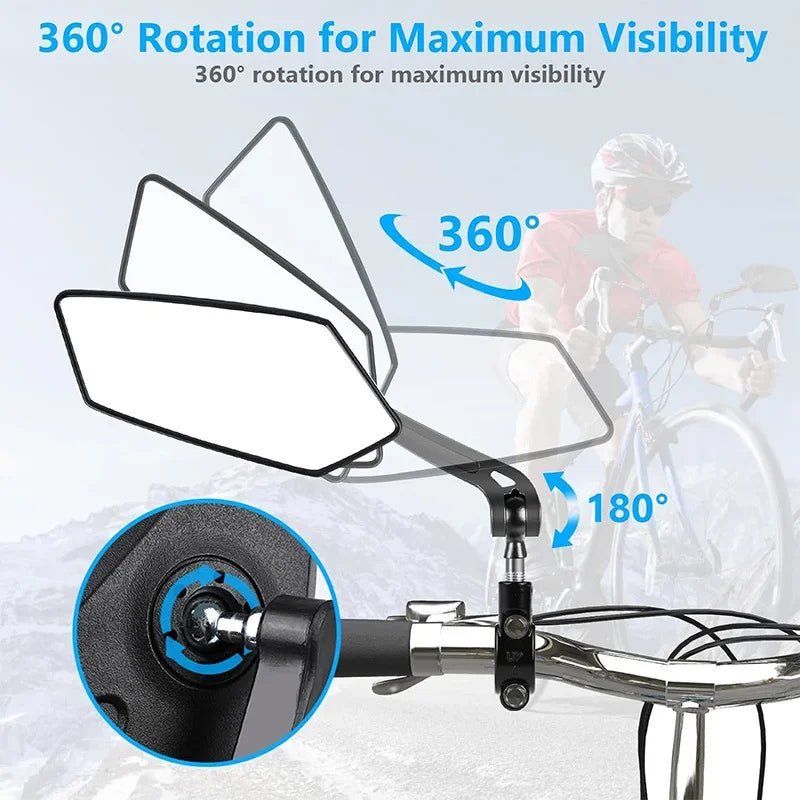 Adjustable Bike Rear View Mirror - 4.5-Inch Wide Lens with 360° Rotation 1