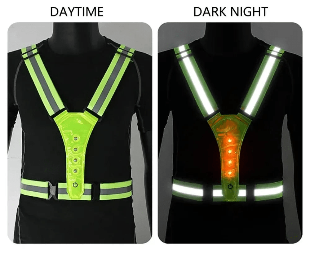 Adjustable LED Reflective Running Vest for Runners - 3 Light Modes, High Visibility Safety 1