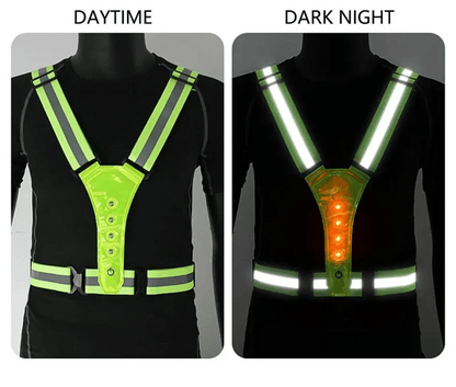 Adjustable LED Reflective Running Vest for Runners - 3 Light Modes, High Visibility Safety 1