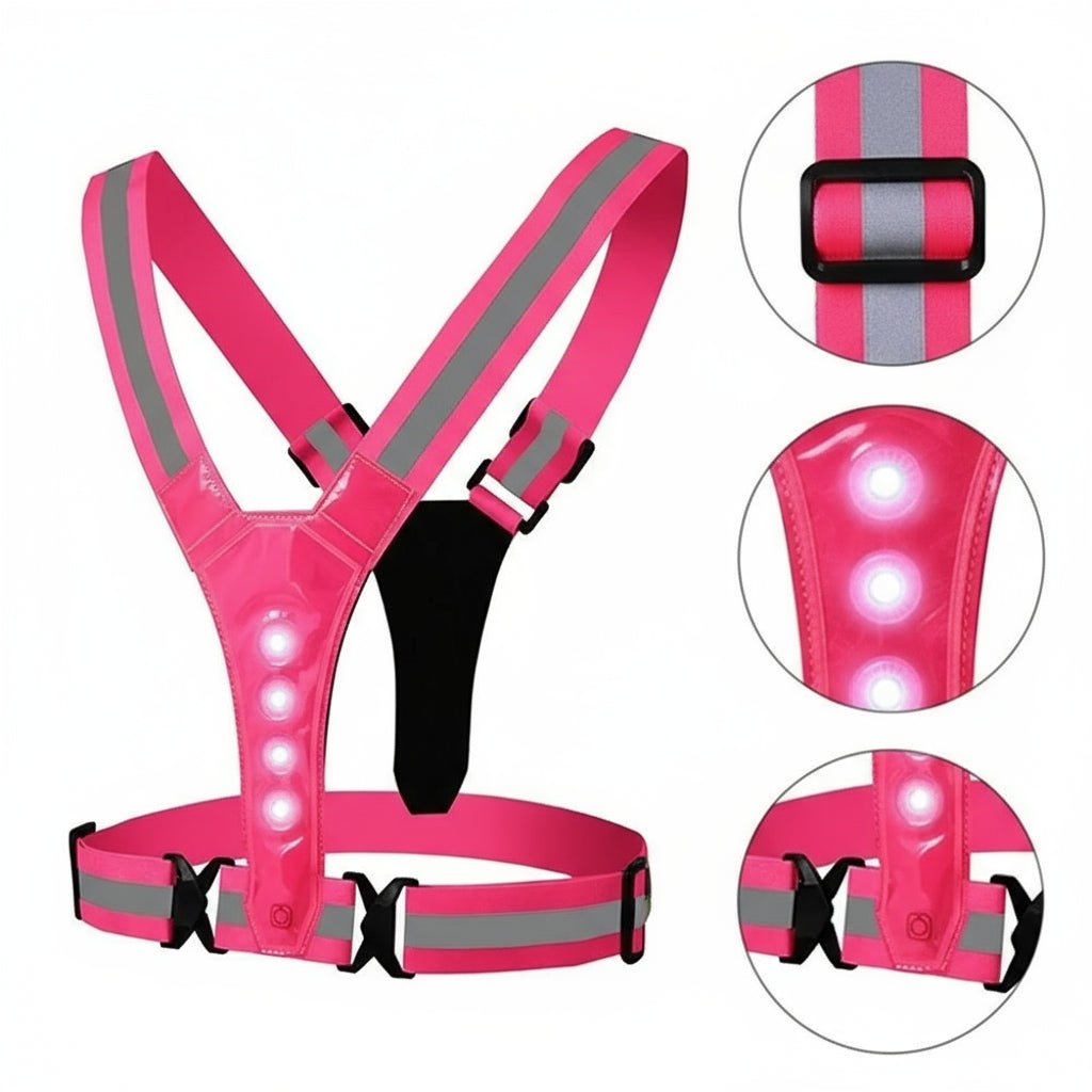 Adjustable LED Reflective Running Vest for Runners - 3 Light Modes, High Visibility Safety 2