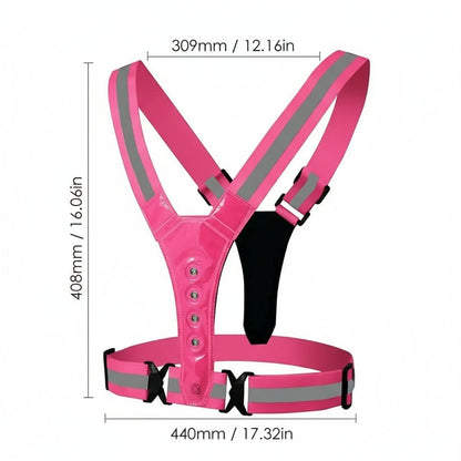 Adjustable LED Reflective Running Vest for Runners - 3 Light Modes, High Visibility Safety 5