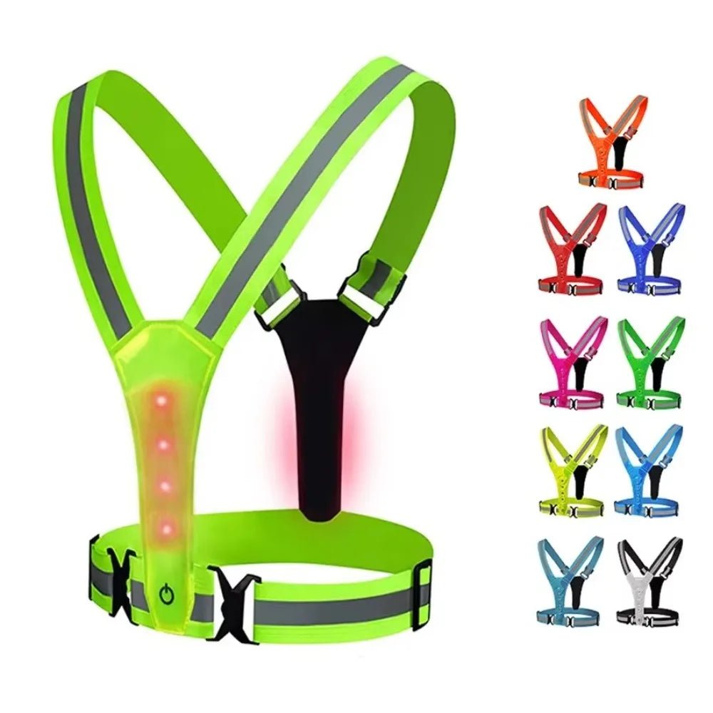 Adjustable LED Reflective Running Vest for Runners - 3 Light Modes for Night Safety 0