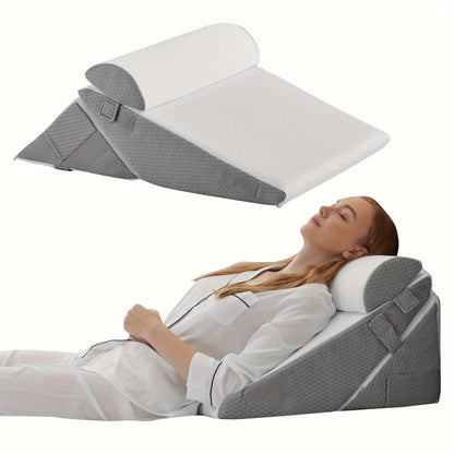 Adjustable Memory Foam Wedge Pillow for Back and Leg Support, Portable Design 2