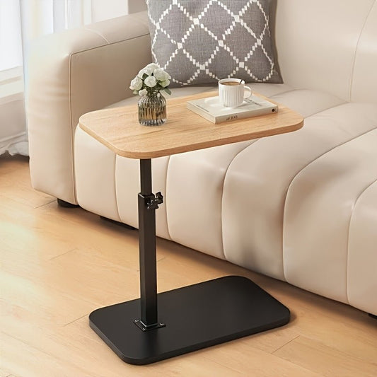 ADJUSTA – Adjustable Side Table with Wooden Top and Metal Frame
