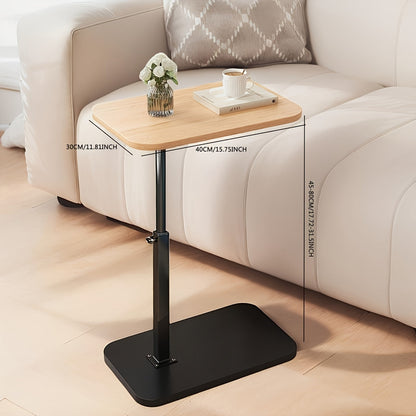 ADJUSTA – Adjustable Side Table with Wooden Top and Metal Frame