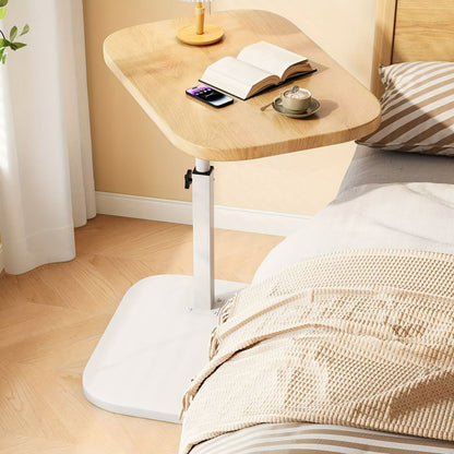 ADJUSTA – Adjustable Side Table with Wooden Top and Metal Frame