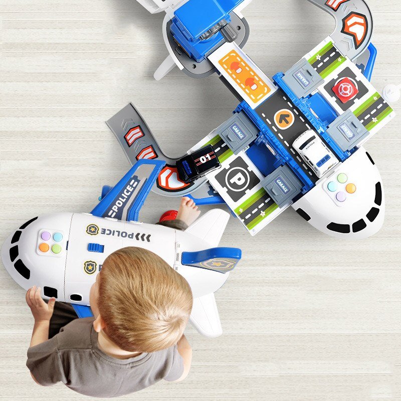 Adventure Plane Set - Large Airplane with 6 Mini Construction Vehicles for Kids 2