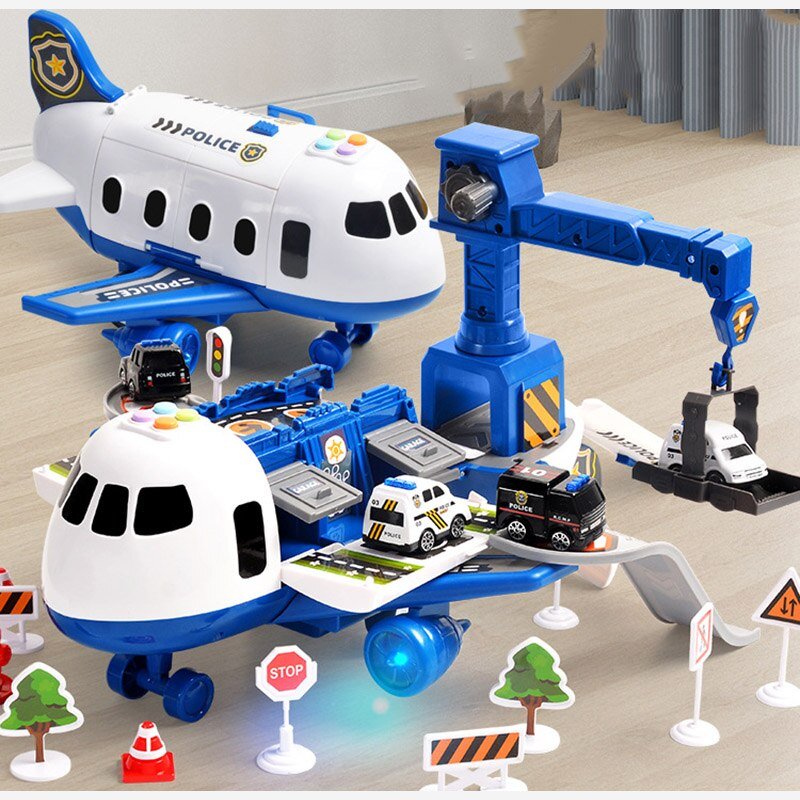 Adventure Plane Set - Large Airplane with 6 Mini Construction Vehicles for Kids 5