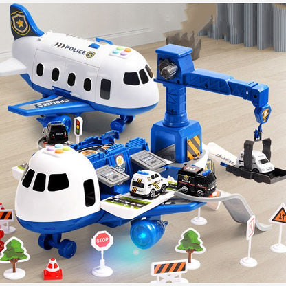Adventure Plane Set - Large Airplane with 6 Mini Construction Vehicles for Kids 5