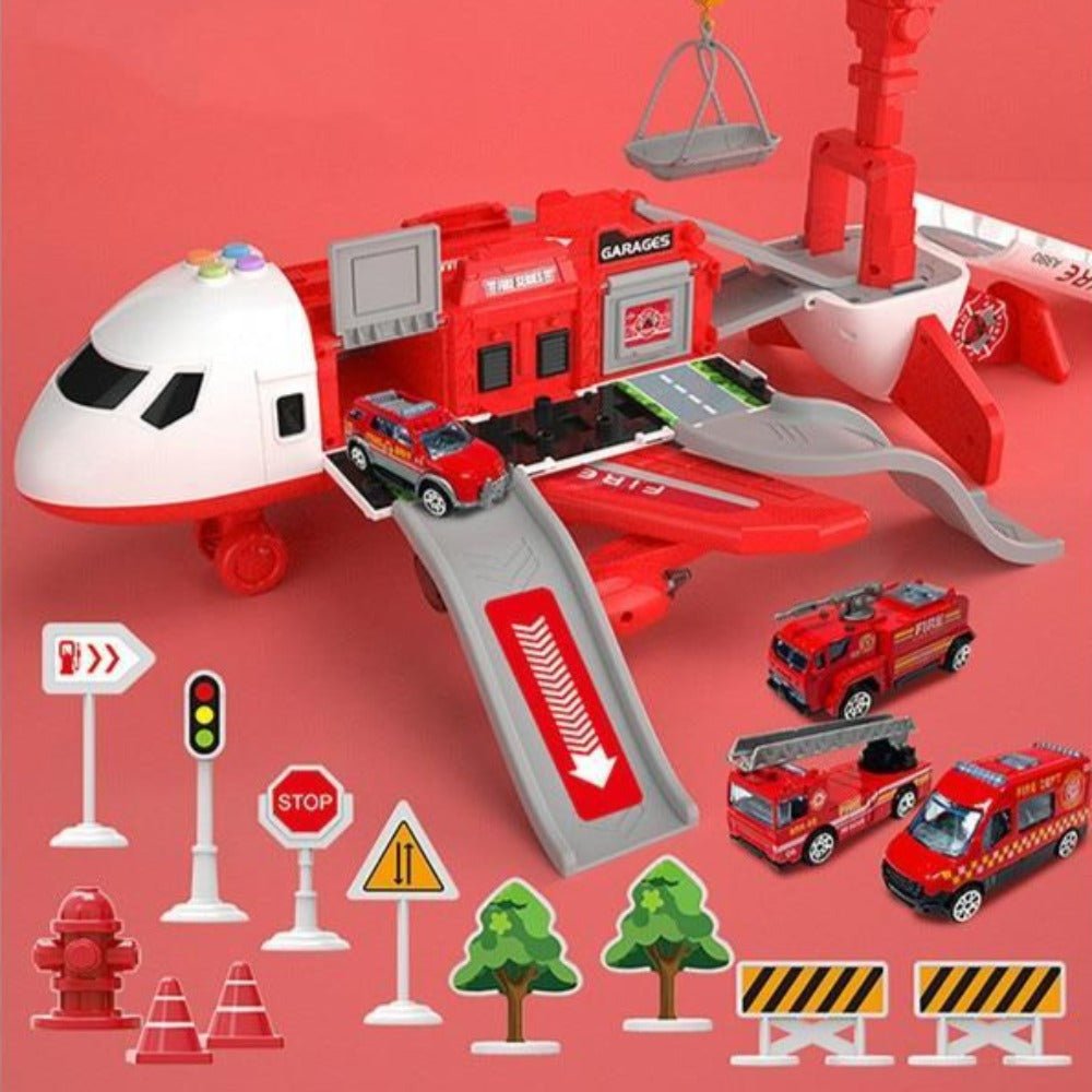 Adventure Plane Set - Large Airplane with 6 Mini Construction Vehicles for Kids 8