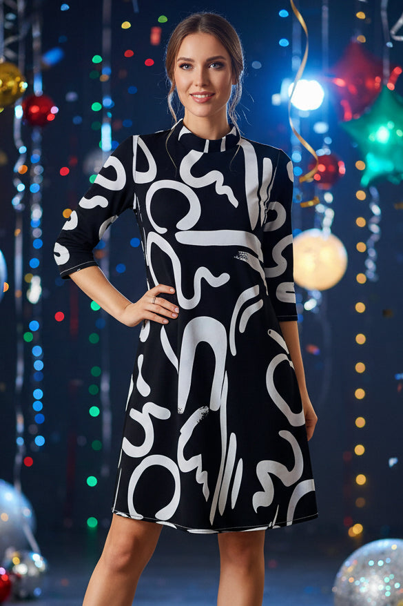 ALÉNOVA – Women’s Trendy Print Dress with 3/4 Sleeves and Easy Everyday Fit