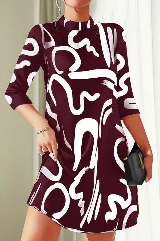 Alanna - Women's Dress with 3/4 Sleeves and Trendy Print for Casual or Dressy Looks 4
