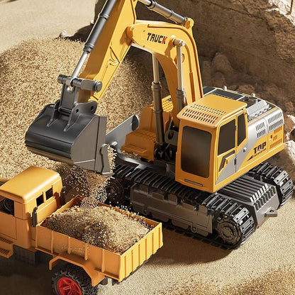 Alloy Remote Control Excavator Toy with Lights, Sound Effects for Kids 1