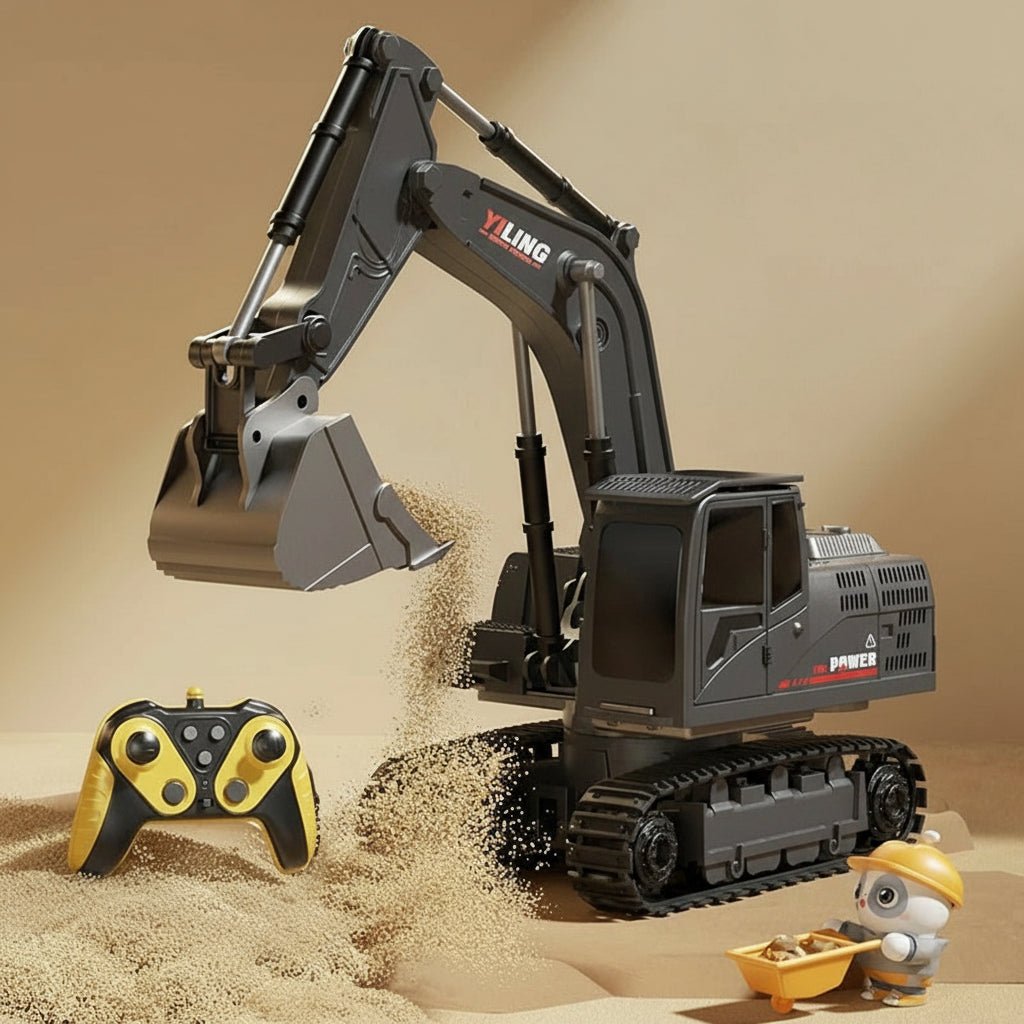 Alloy Remote Control Excavator Toy with Lights, Sound Effects for Kids 10
