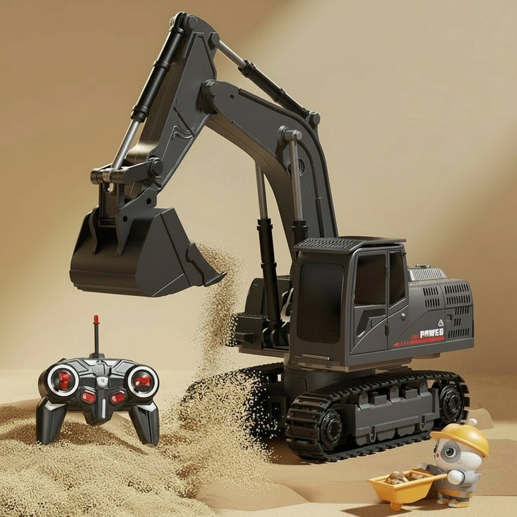 Alloy Remote Control Excavator Toy with Lights, Sound Effects for Kids 11