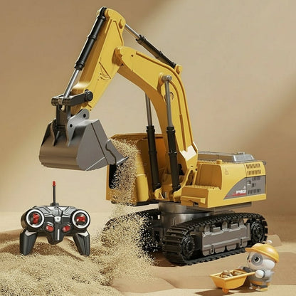 Alloy Remote Control Excavator Toy with Lights, Sound Effects for Kids 13