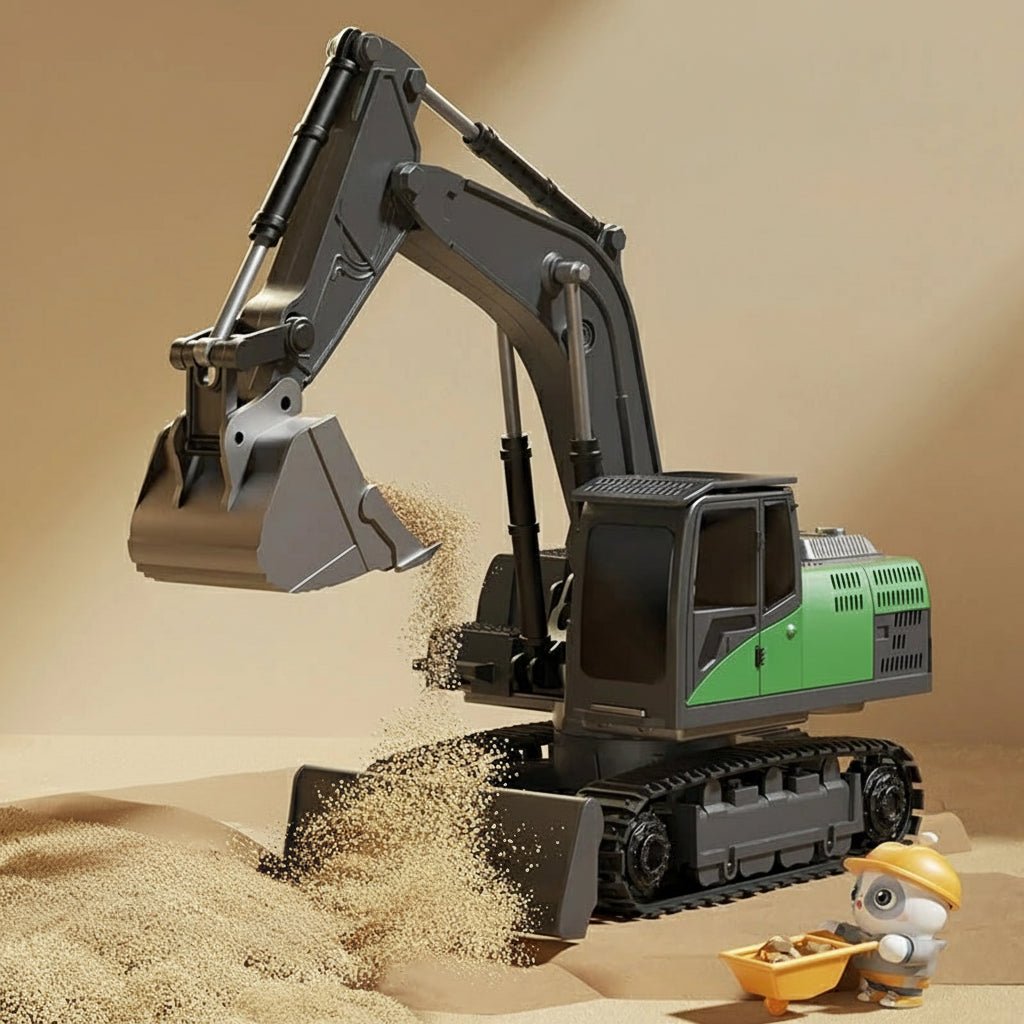 Alloy Remote Control Excavator Toy with Lights, Sound Effects for Kids 15