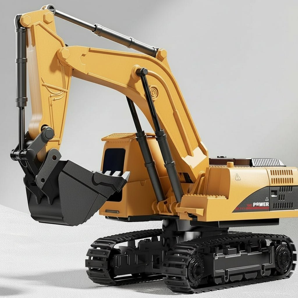 Alloy Remote Control Excavator Toy with Lights, Sound Effects for Kids 16