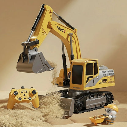 Alloy Remote Control Excavator Toy with Lights, Sound Effects for Kids 7