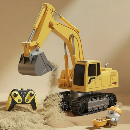 Alloy Remote Control Excavator Toy with Lights, Sound Effects for Kids 9