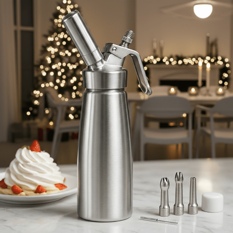 Aluminum Cream Siphon - 500ml Whipped Cream Dispenser with 3 Nozzles 0