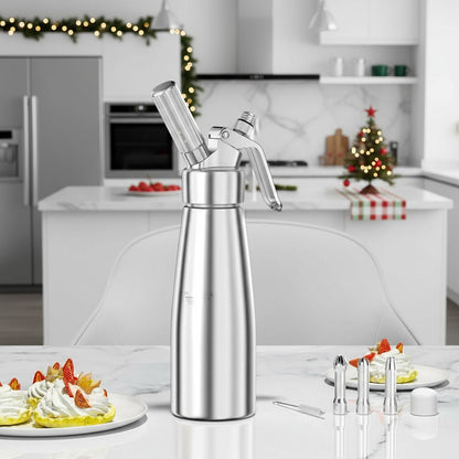 Aluminum Cream Siphon - 500ml Whipped Cream Dispenser with 3 Nozzles 2