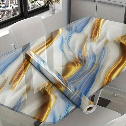 Aluminum Foil Marble Decor Stickers - Self-Adhesive Waterproof Wallpaper for Cabinets & Countertops 0