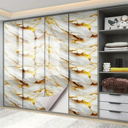 Aluminum Foil Marble Decor Stickers - Self-Adhesive Waterproof Wallpaper for Cabinets & Countertops 7