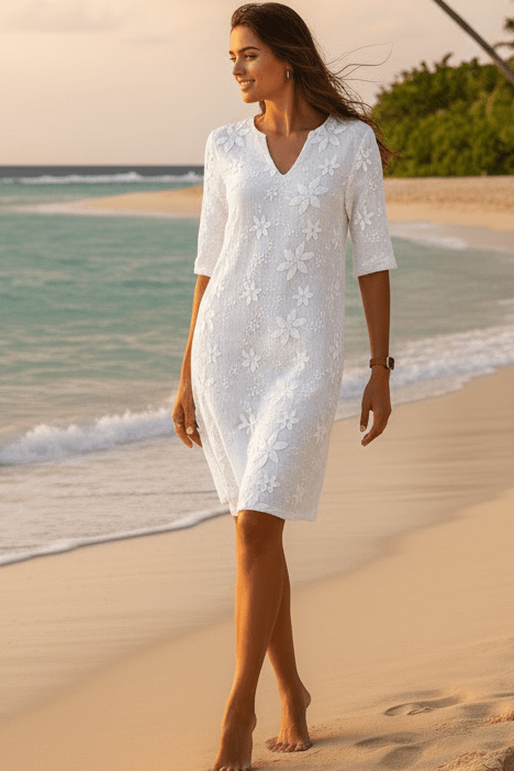 FLORÉYA – Women’s Summer Floral Dress with Clean V-Neck Silhouette