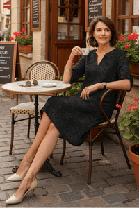 Amber Modern Floral Women's Dress - Summer V-Neckline & Half Sleeves 1