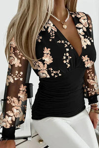 Amber Women's Deep V-Neck Ruched Waist Blouse in Soft Breathable Fabric 13