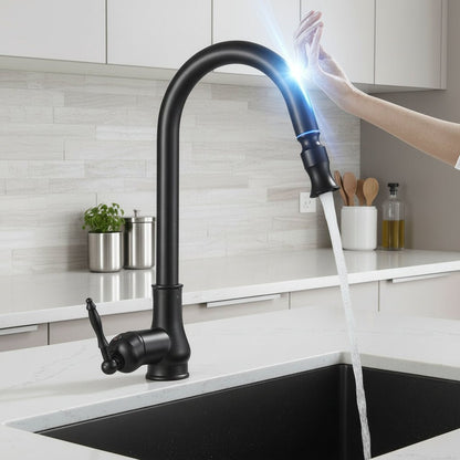 Antique Bronze Pull-Out Kitchen Faucet with Touch Sensor Convenience 4