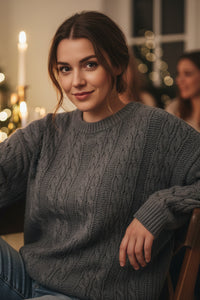 ARYANIE – Women’s Cable-Knit Sweater with Relaxed Fit