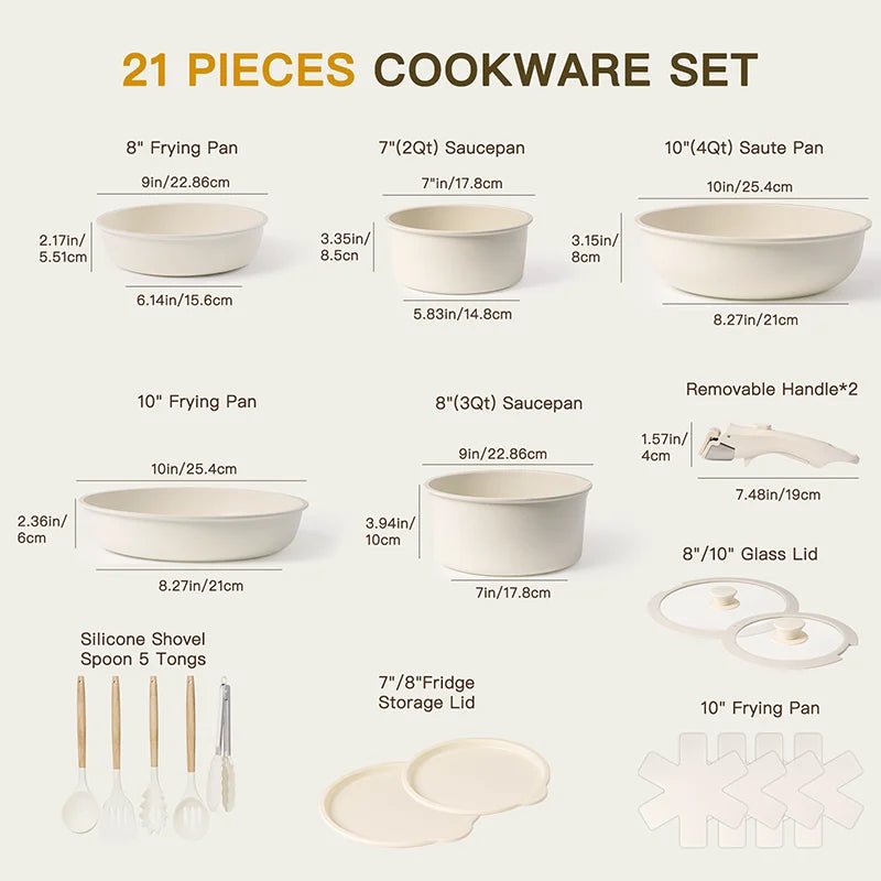 Astercook - 21 Piece Nonstick Cookware Set with Sensor Handles & Elegant Design 2