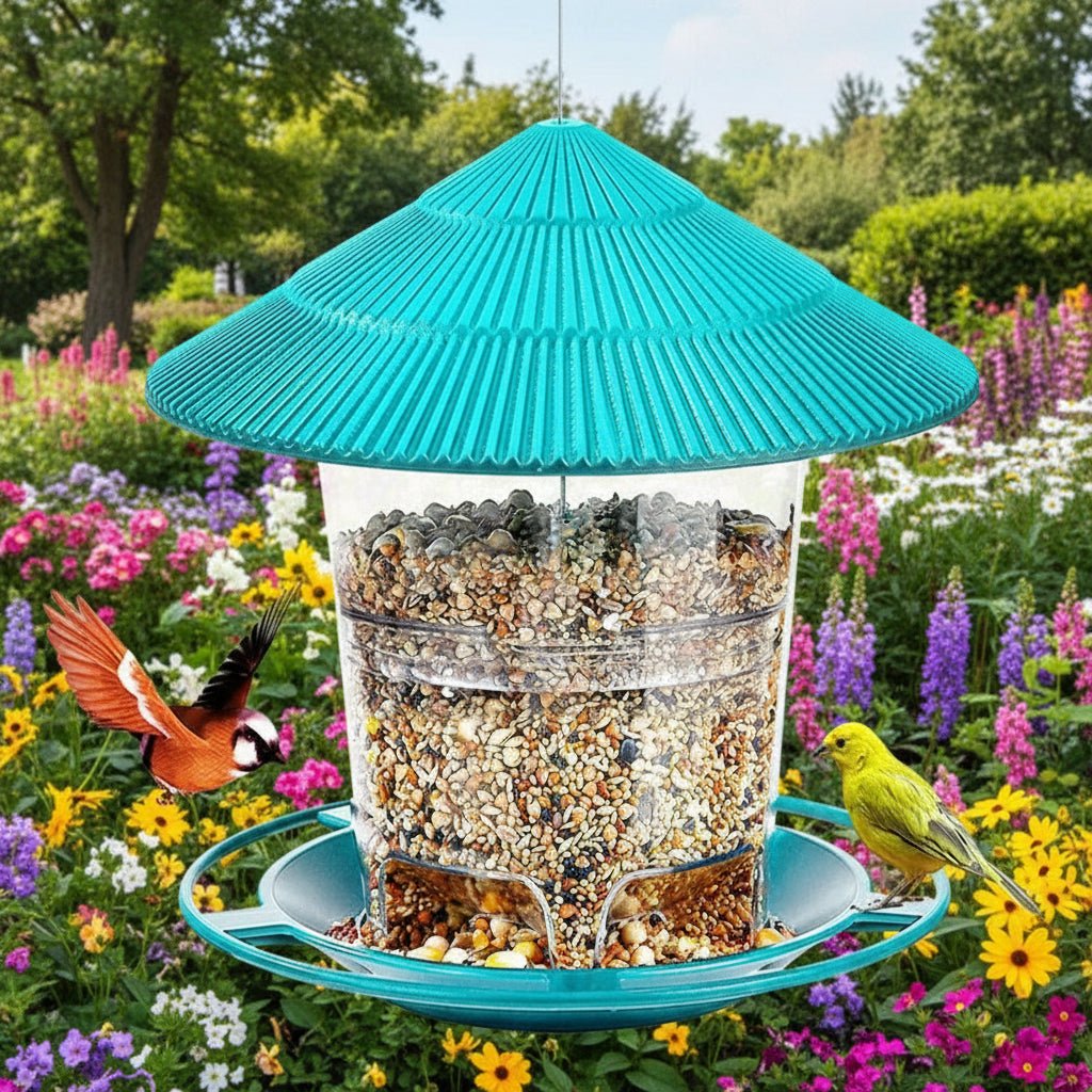 Automatic Bird Feeder - Weatherproof Multi-Hole Nut Dispenser for Wild Birds 4