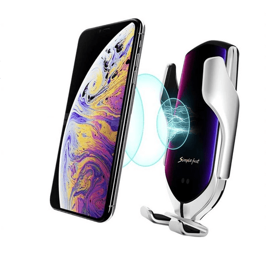 Automatic Clamping Phone Holder with Wireless Charging & 360-Degree Rotation 0