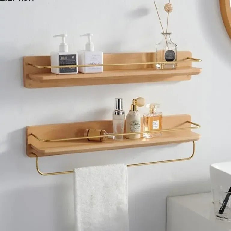 BAMBRIA – Bamboo wall coat rack with shelf and sturdy hooks 1