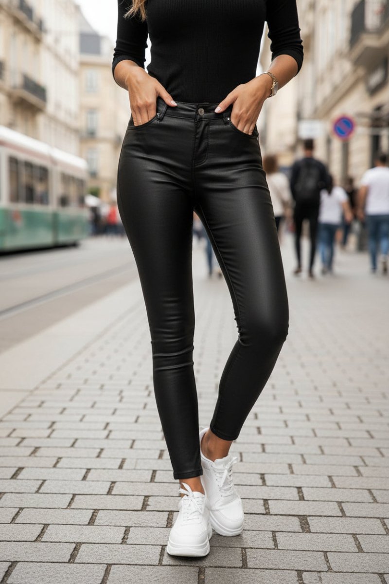 BATHILDE - Elegant PU Leather Trousers for Comfortable Autumn Style 0