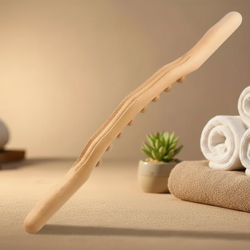Beech Wood Massage Tool - Ergonomic Rolling Pin for Muscle Relief and Relaxation 0