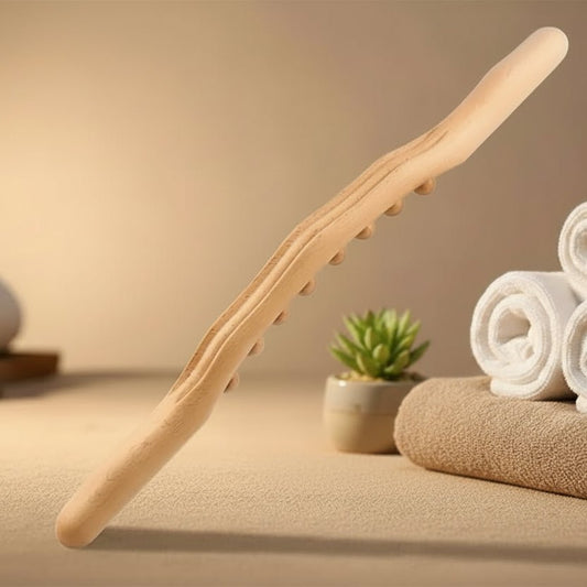 Beech Wood Massage Tool - Ergonomic Rolling Pin for Muscle Relief and Relaxation 0