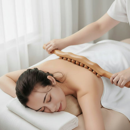 Beech Wood Massage Tool - Ergonomic Rolling Pin for Muscle Relief and Relaxation 1