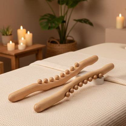 Beech Wood Massage Tool - Ergonomic Rolling Pin for Muscle Relief and Relaxation 3
