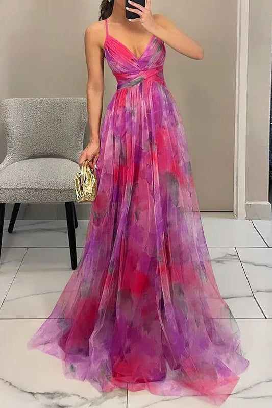 Bella Women's Maxi Dress - Flowing Floral Summer Dress with Adjustable Closure 3