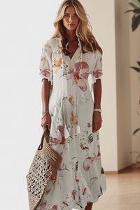 Bettina - Women's Bohemian Summer Maxi Dress with V-Neck & Adjustable Waistband 1