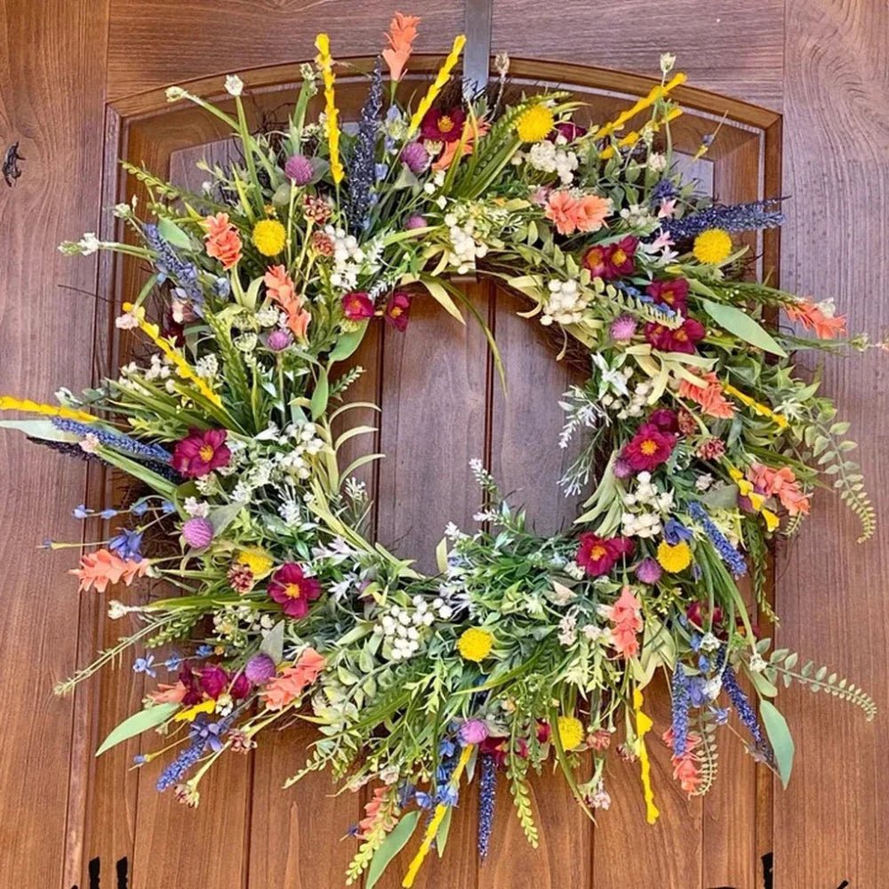 Bloomora - Handcrafted Living Door Wreath with Vibrant Floral Display 2