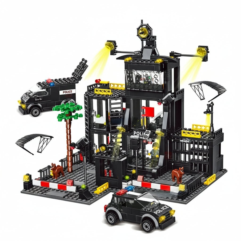 Bohui Toys SWAT Police Station Building Blocks Set with Figures for Kids 7