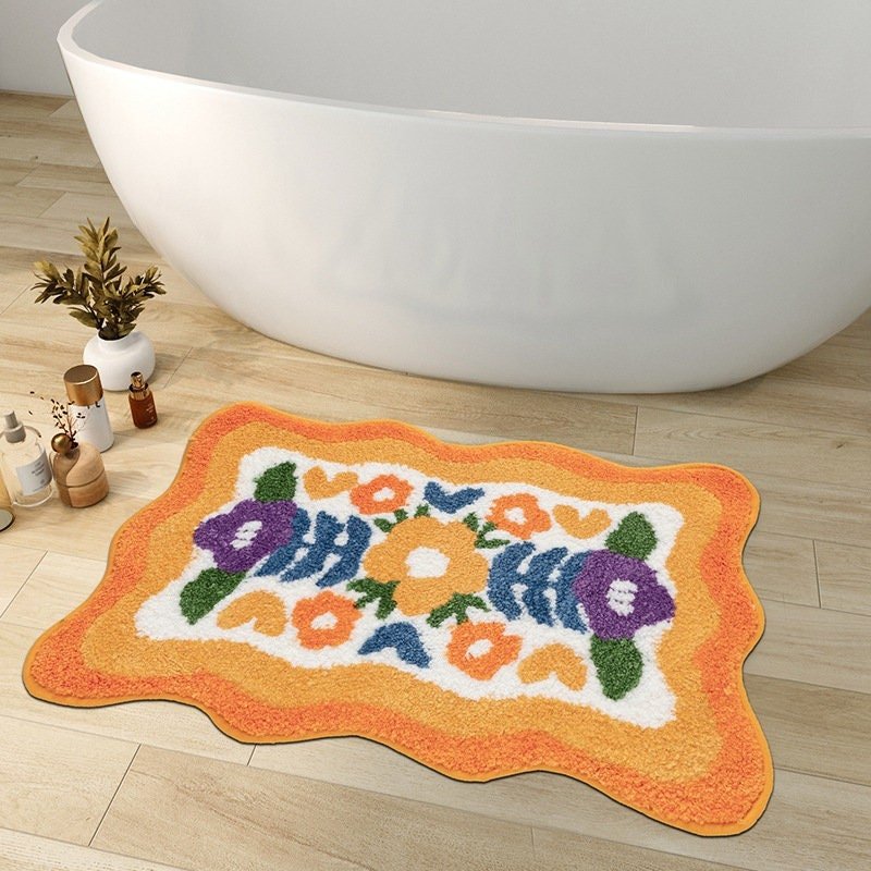 BowLift Colorful Flower Bathroom Mat - Non-Slip, Water-Absorbent Bath Rug 0